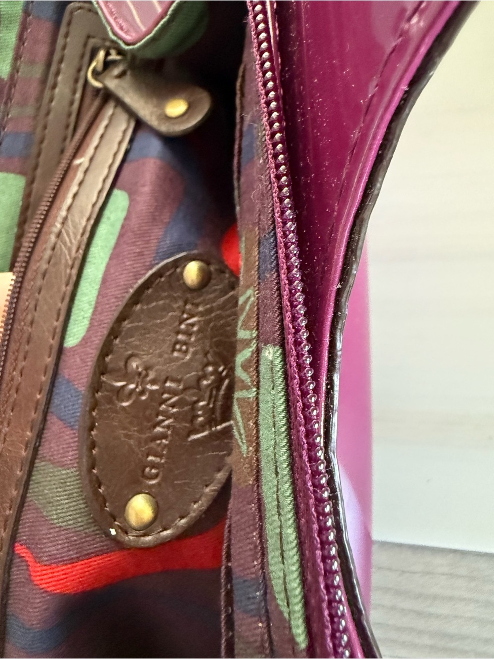 Gianni Bini Patent Plum Cutout Handle Clutch - Picture 5 of 6